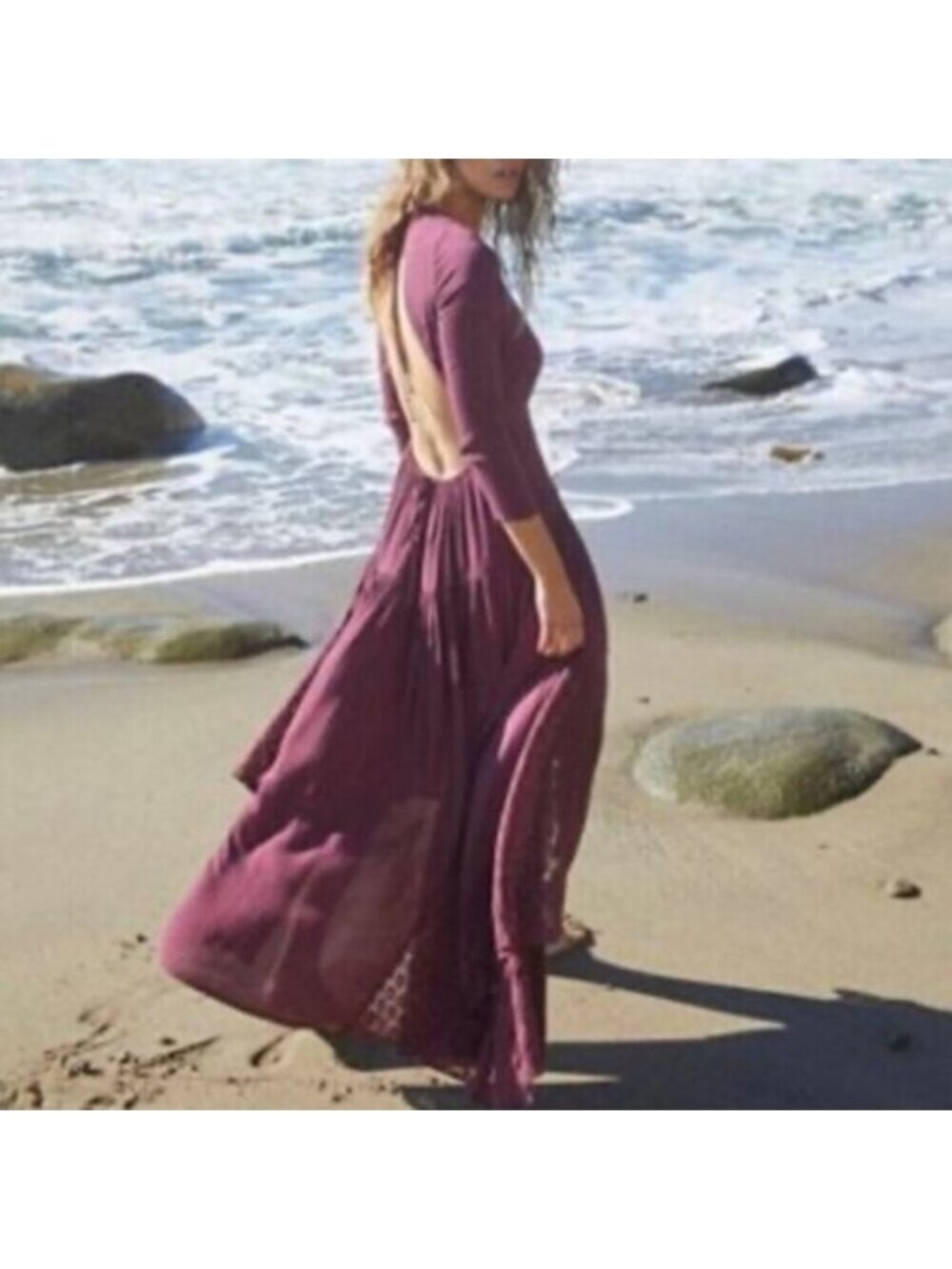 NWOT Free People Sea Me Open Back Maxi Dress